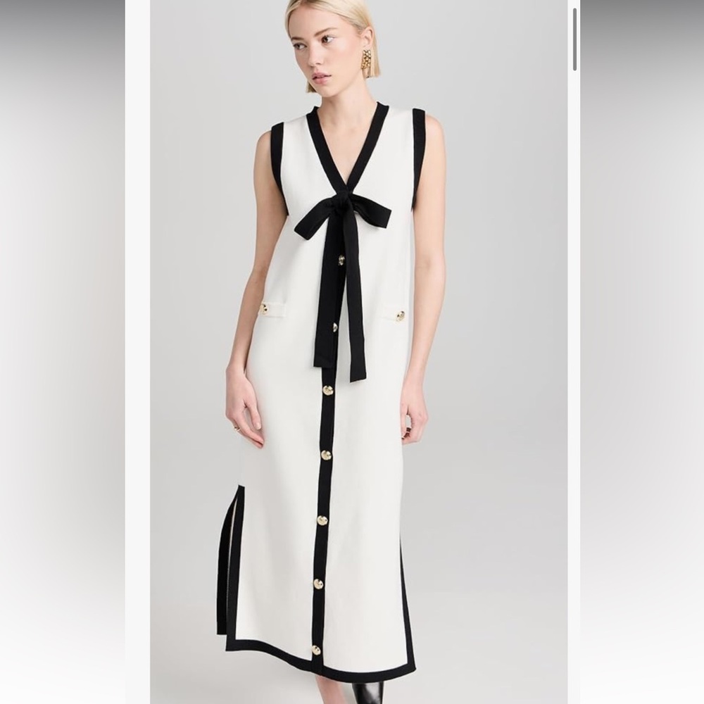 English Factory Women's Knit Midi Dress with Ribbon Tie NWT Size Large